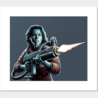 Ellen Ripley with Flame Thrower Posters and Art